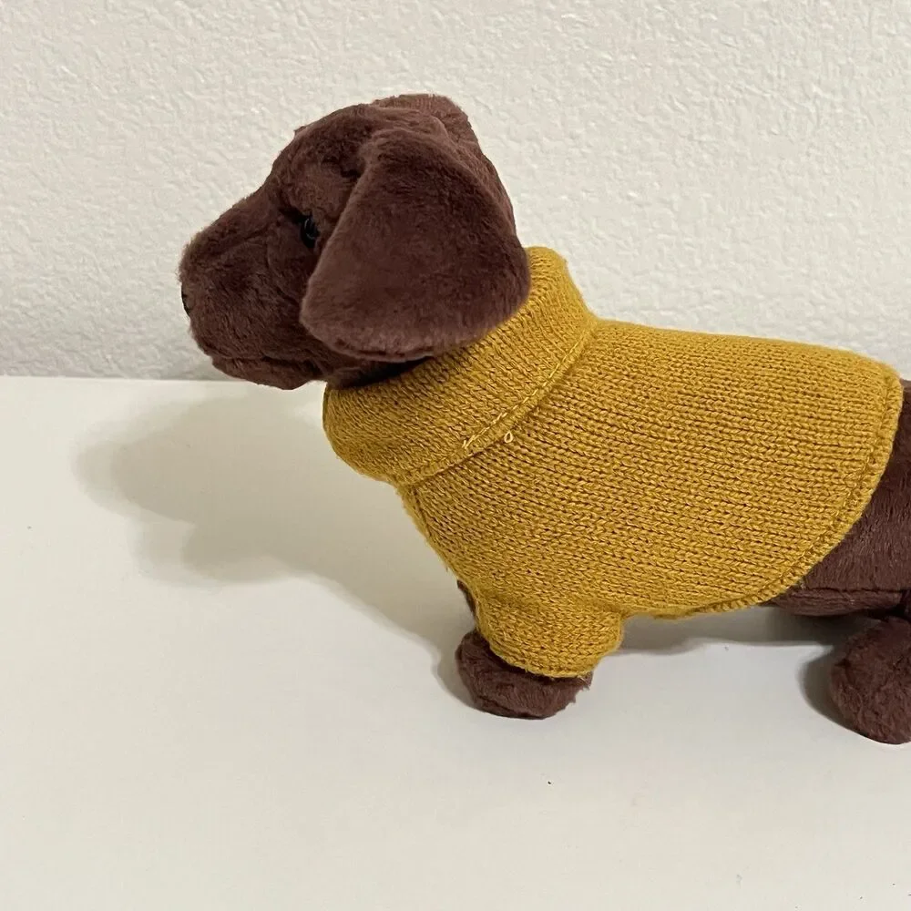 Jellycat Dachshund Yellow Sweater Sausage Dog Plush Stuffed Animal NO TUSH TAG